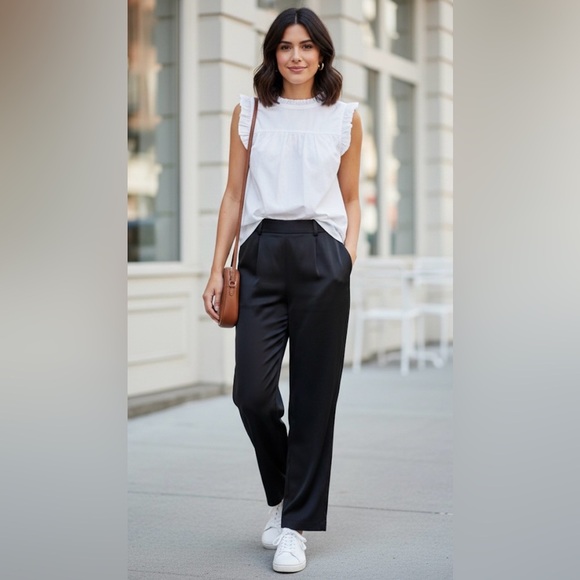 NWT J.Crew Ruffle Poplin Sleeveless Top White - Picture 2 of 8